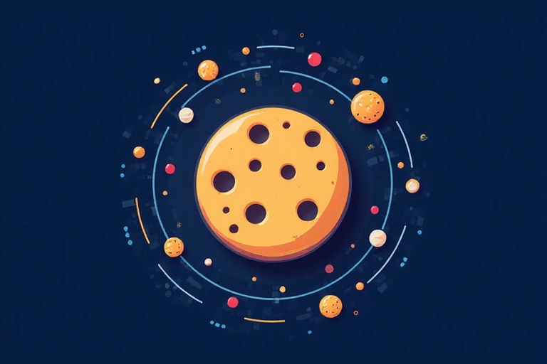 Icône de cookie numérique avec des informations flottantes